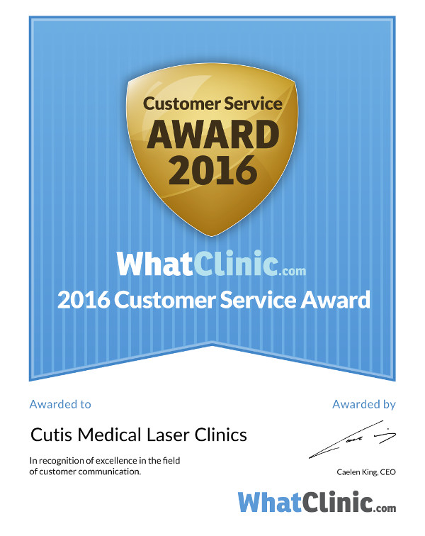 Cutis Wins Again WhatClinic.com Award for Excellent Customer Service