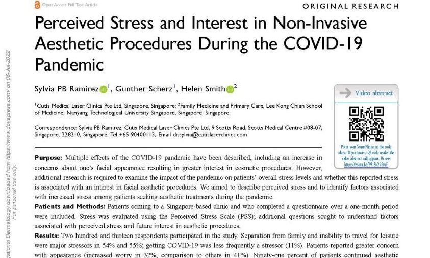 Our Study About Stress in Non-Invasive Aesthetic Procedures During the Pandemic Published in a Medical Journal